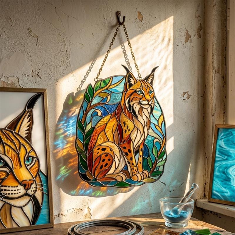Lynx Glass Suncatcher