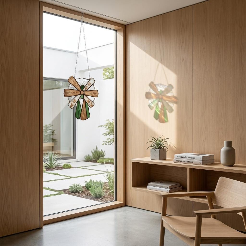 Dutch Windmill Glass Suncatcher