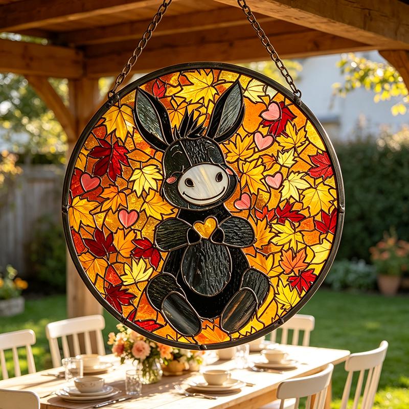 Autumn Donkey Glass Suncatcher
