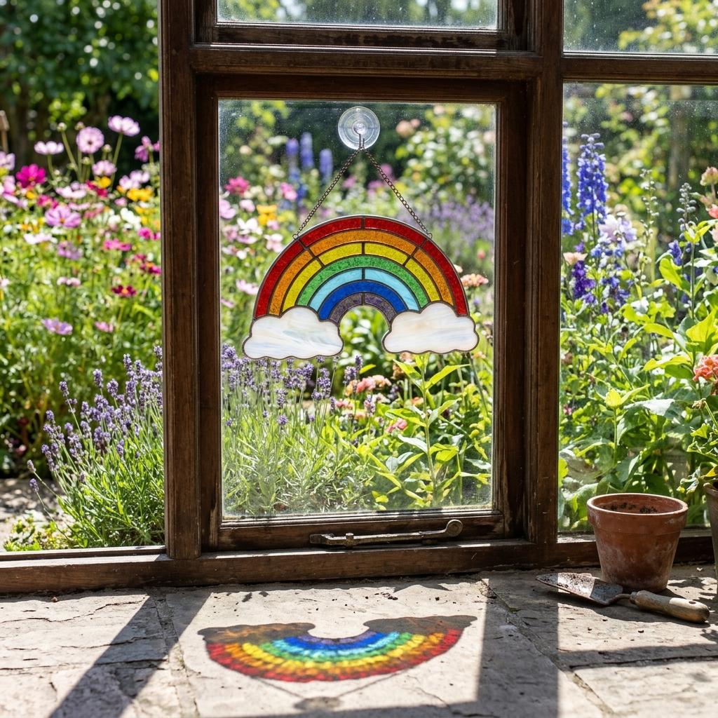 Rainbow and Clouds Glass Art