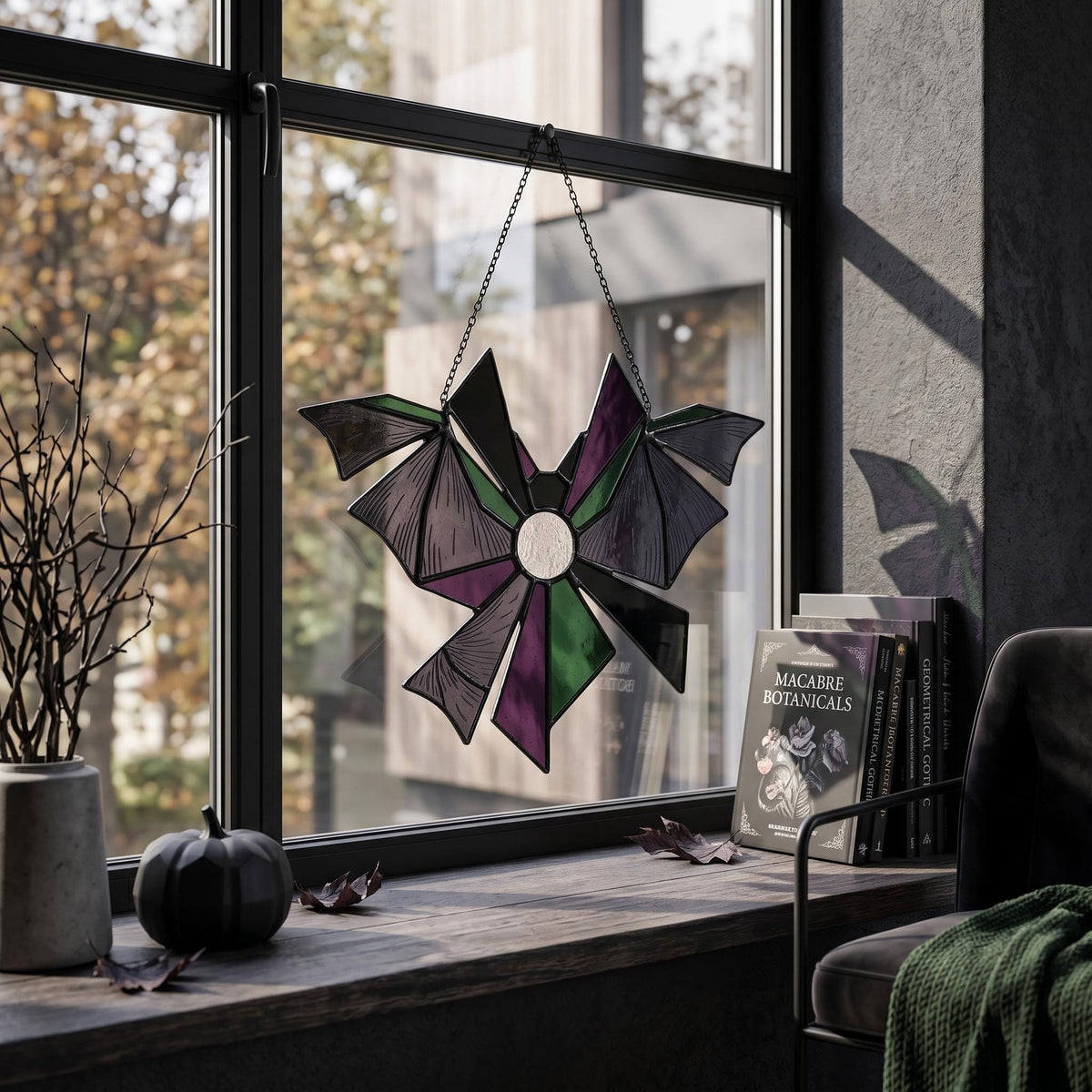 Deconstructed Bat Glass Suncatcher