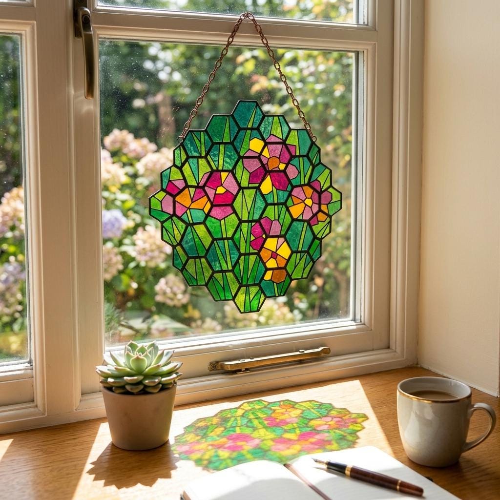 Honeycomb Wildflower Glass Suncatcher