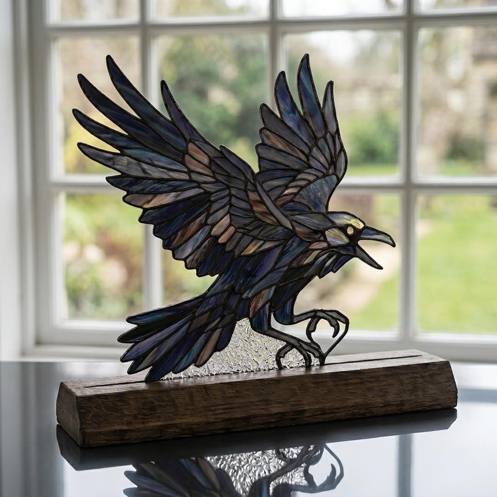 Flying Crow Glass Decor