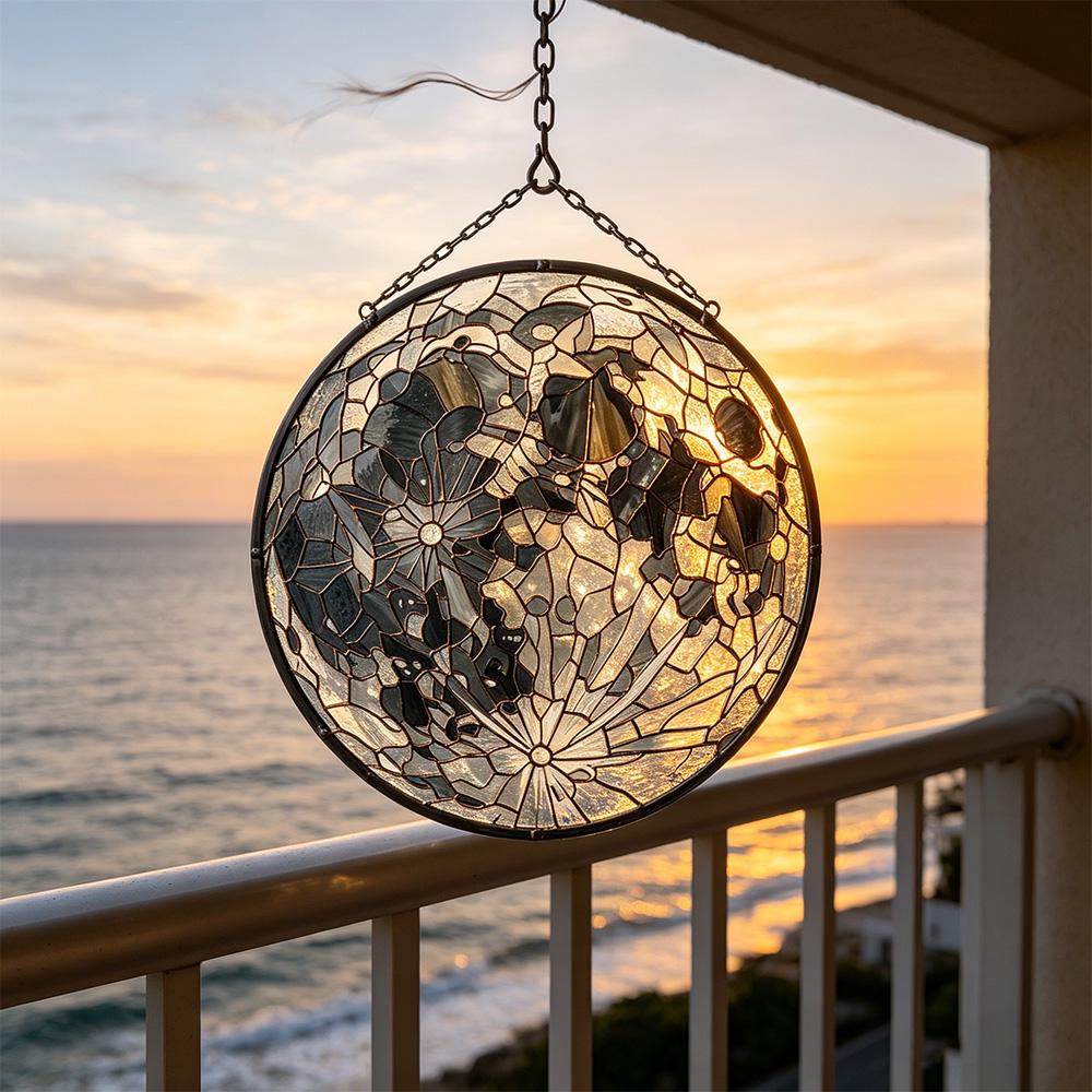 Round Floral Glass Art