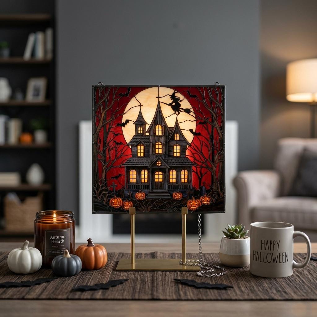 Haunted House Glass Suncatcher