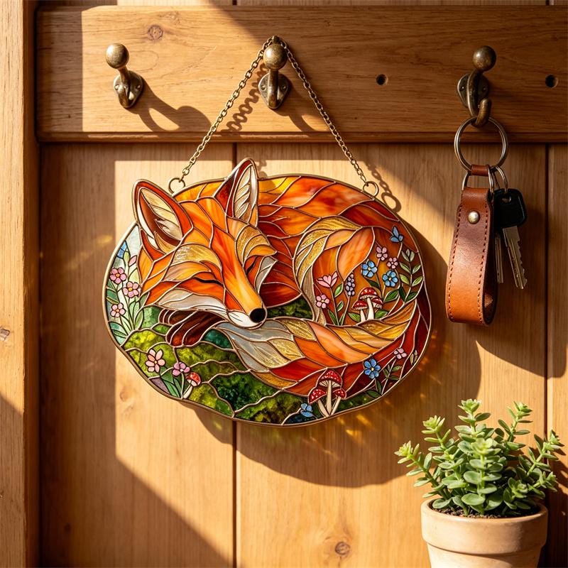 Fox Glass Wall Hanging