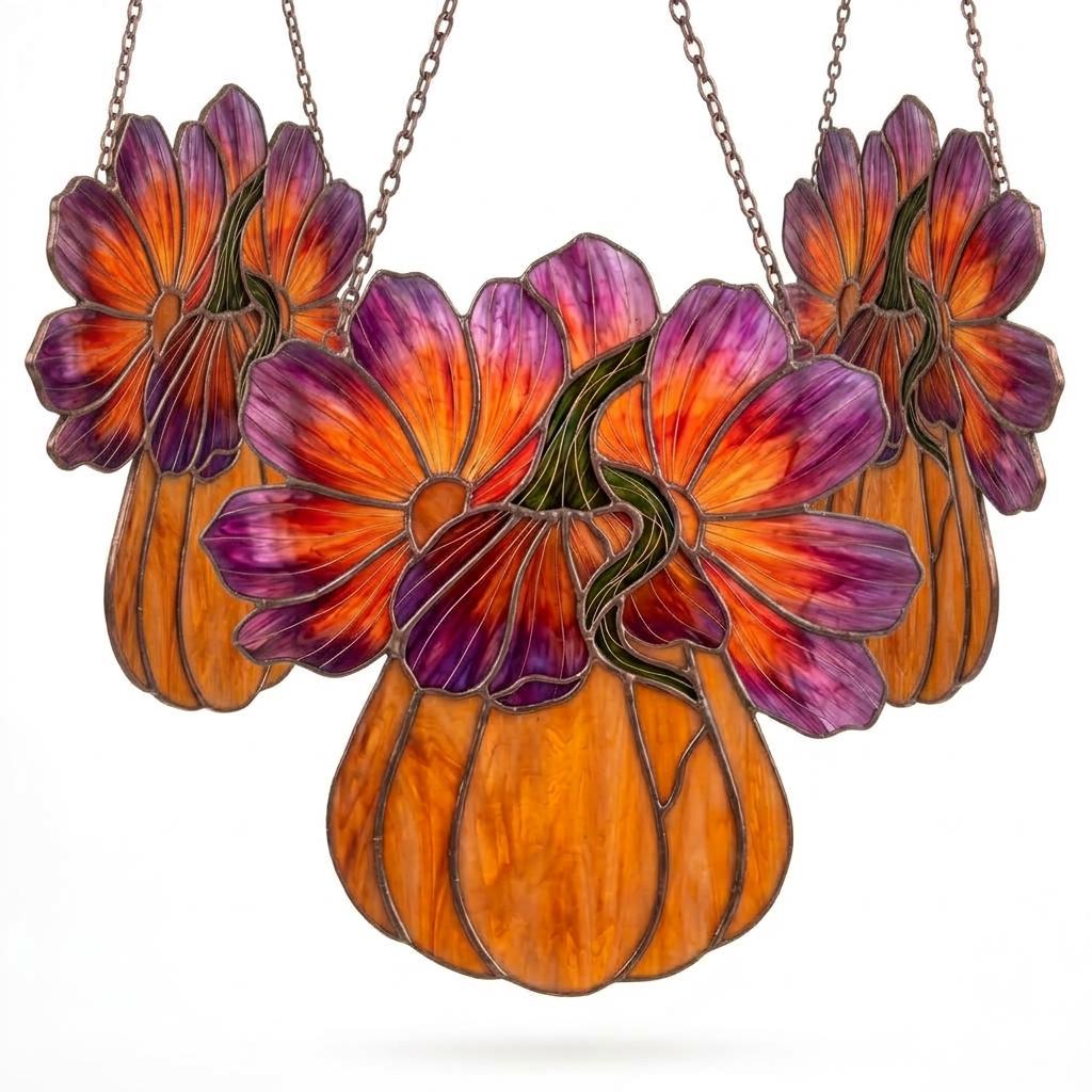 Cosmos Pumpkin Glass Suncatcher