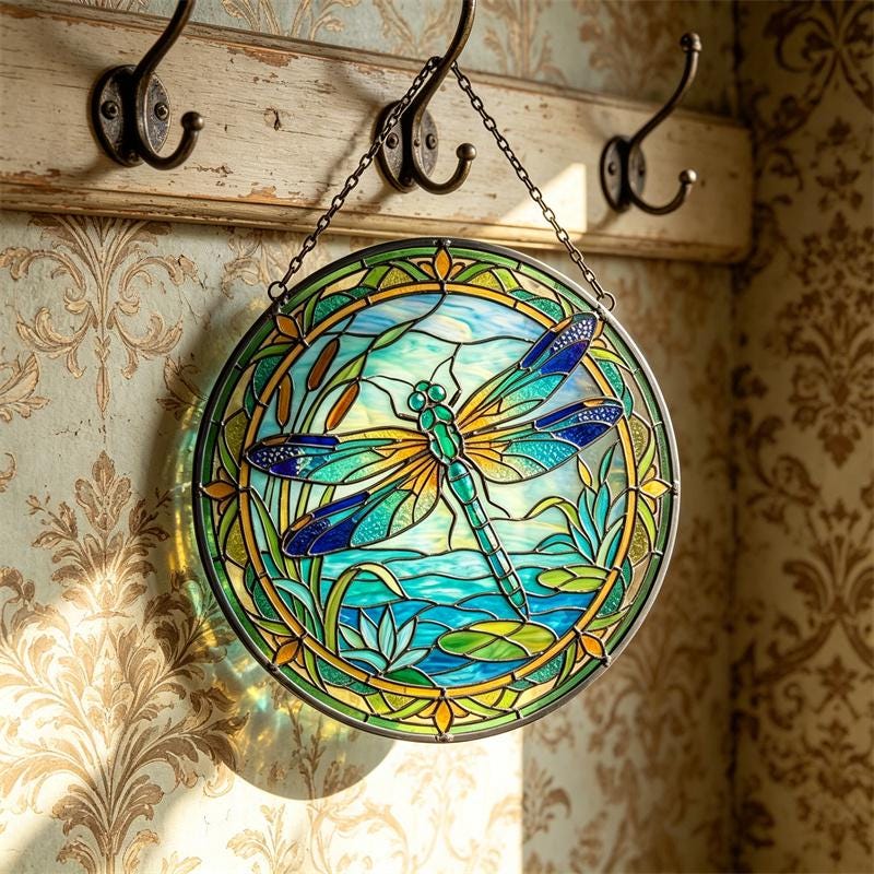 Dragonfly Pond Glass Suncatcher