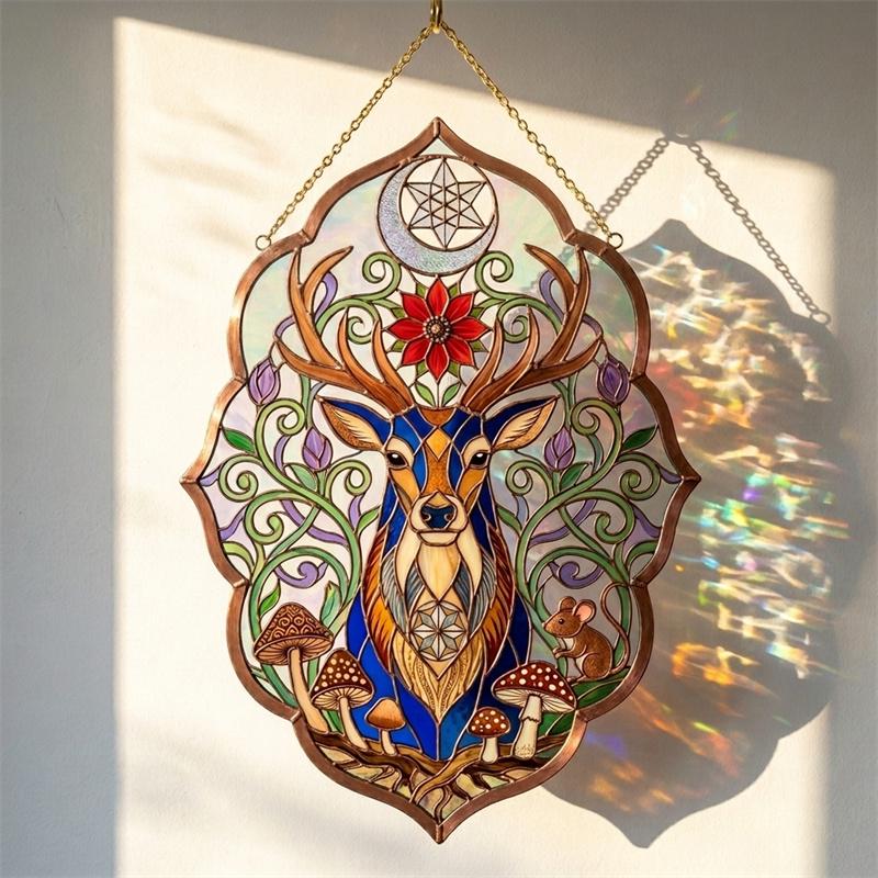 Celestial Deer Glass Suncatcher