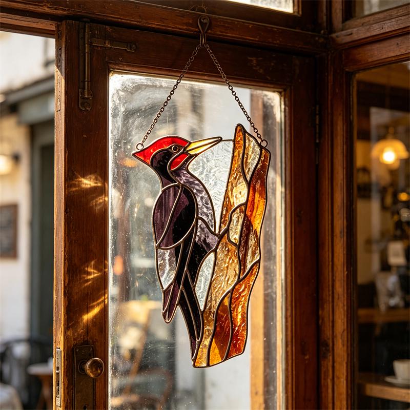 Woodpecker Glass Suncatcher