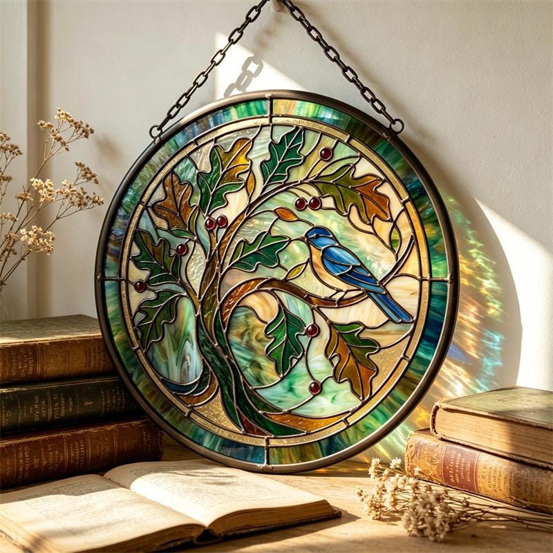 Bluebird Tree Glass Suncatcher
