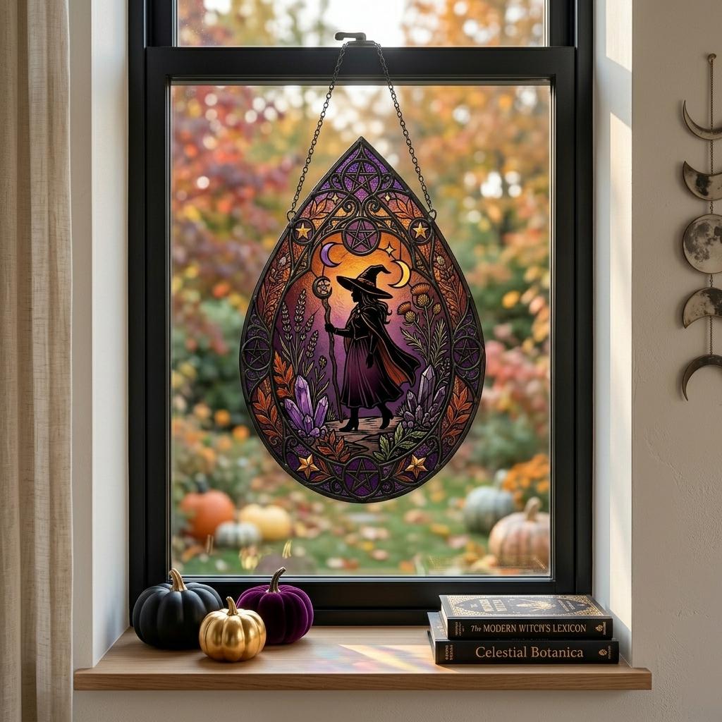 Celestial Witch Glass Suncatcher