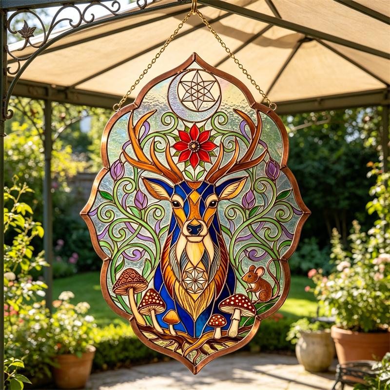 Celestial Deer Glass Suncatcher