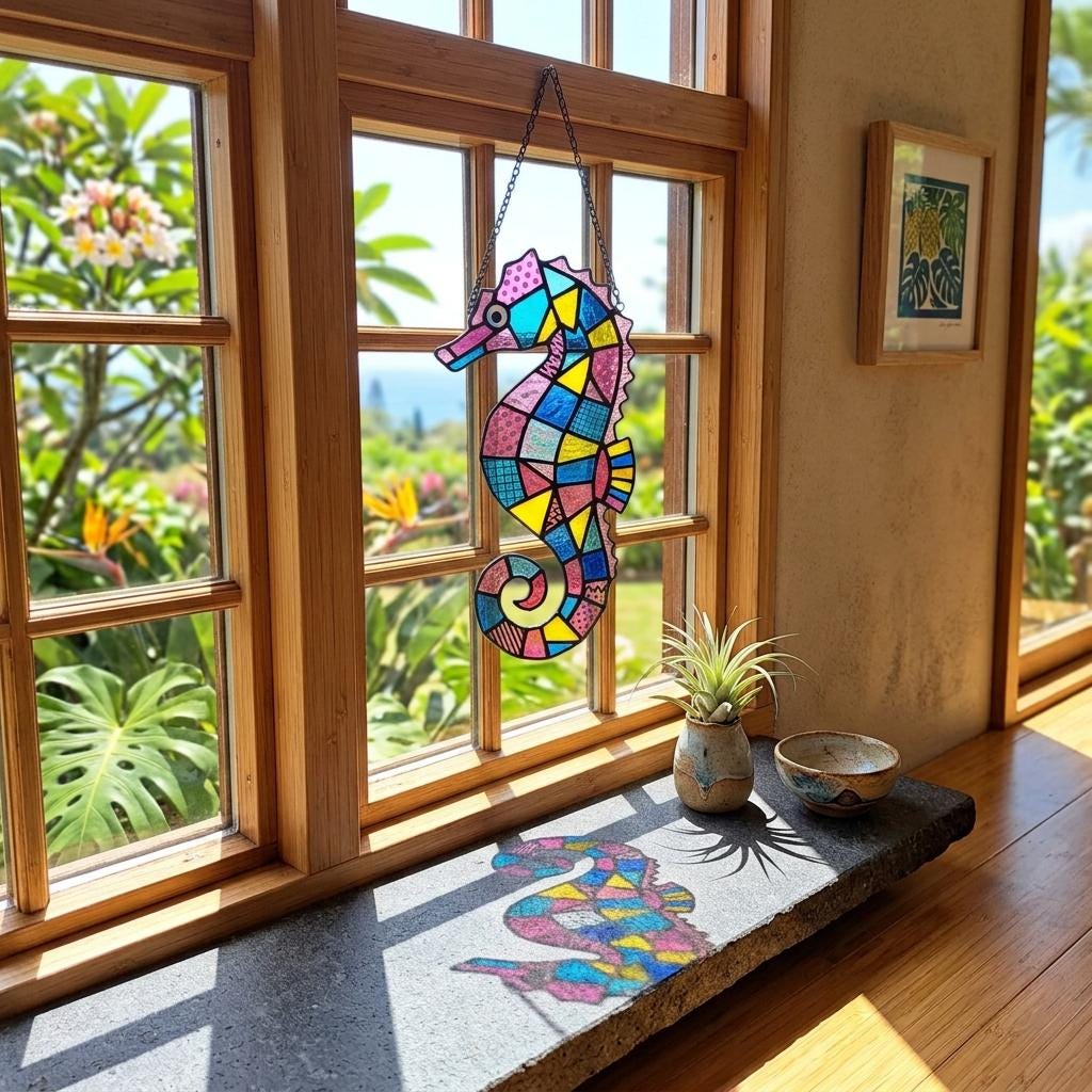 Seahorse Glass Suncatcher