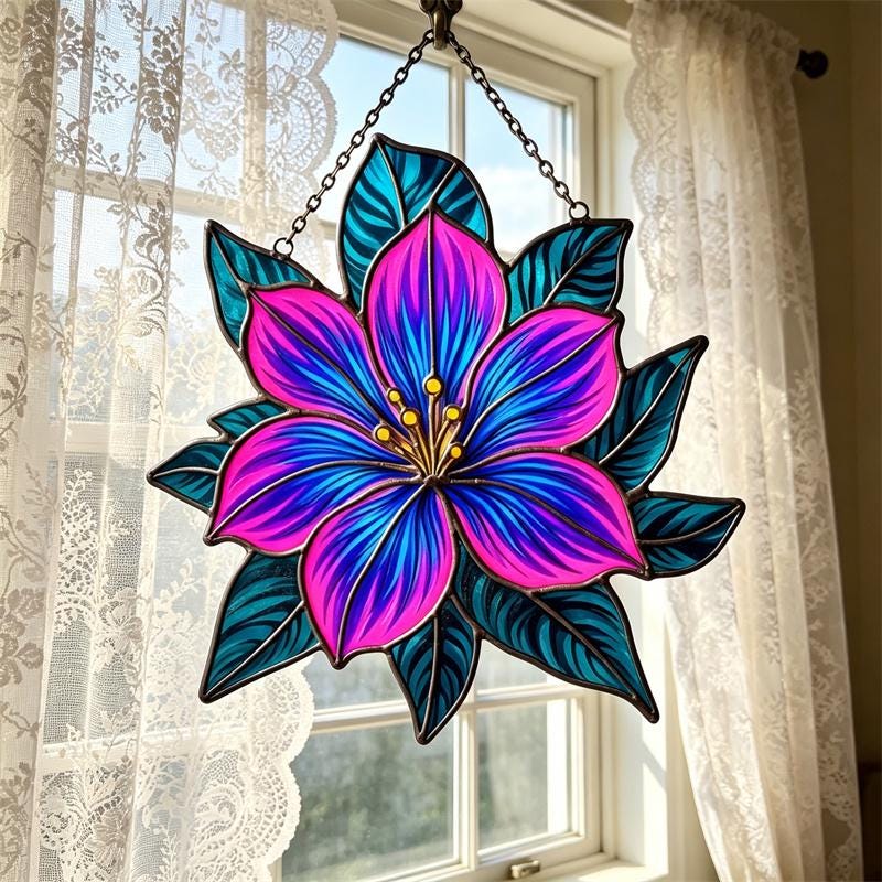 Colorful Floral Glass Suncatcher