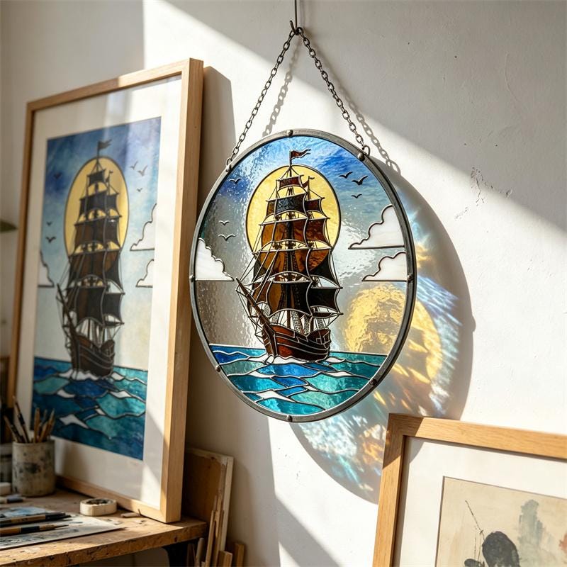 Sailing Ship Glass Suncatcher