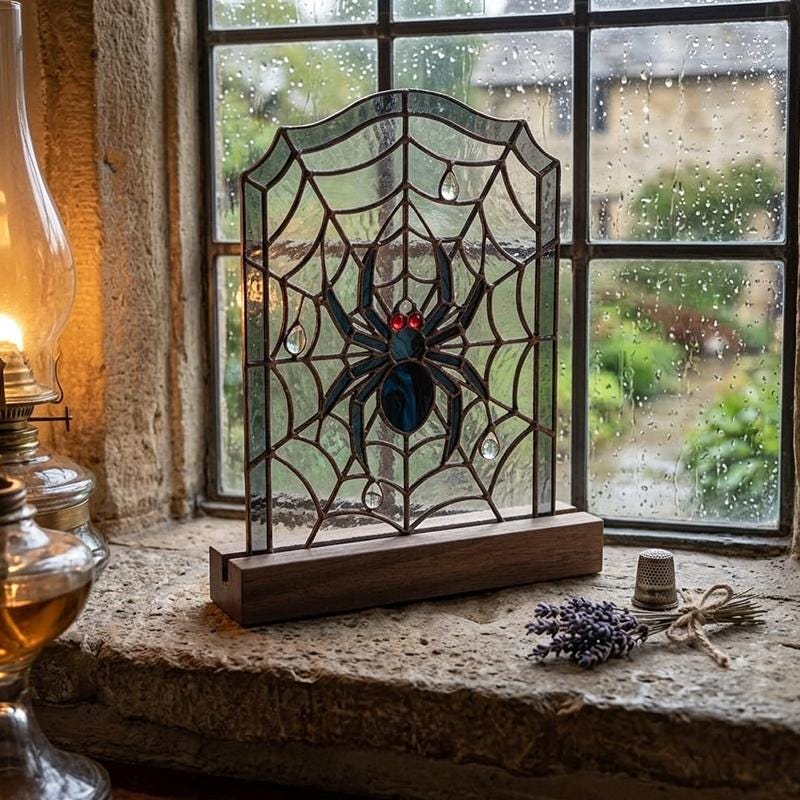 Spider Web Glass Decor