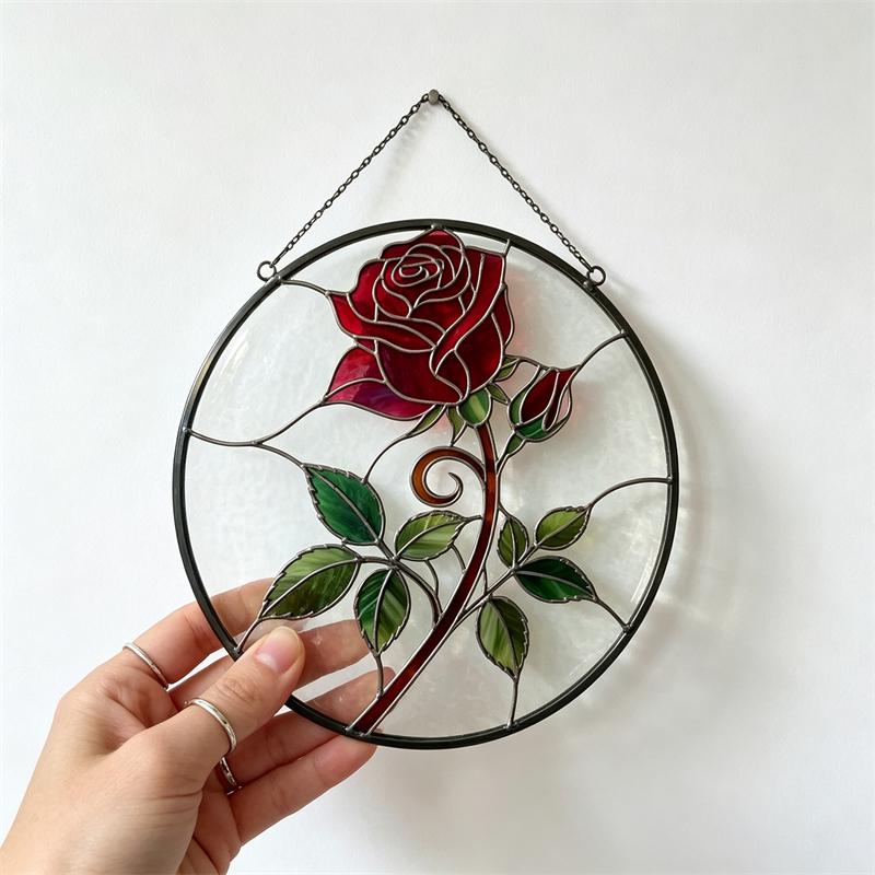 Rose Glass Wall Hanging