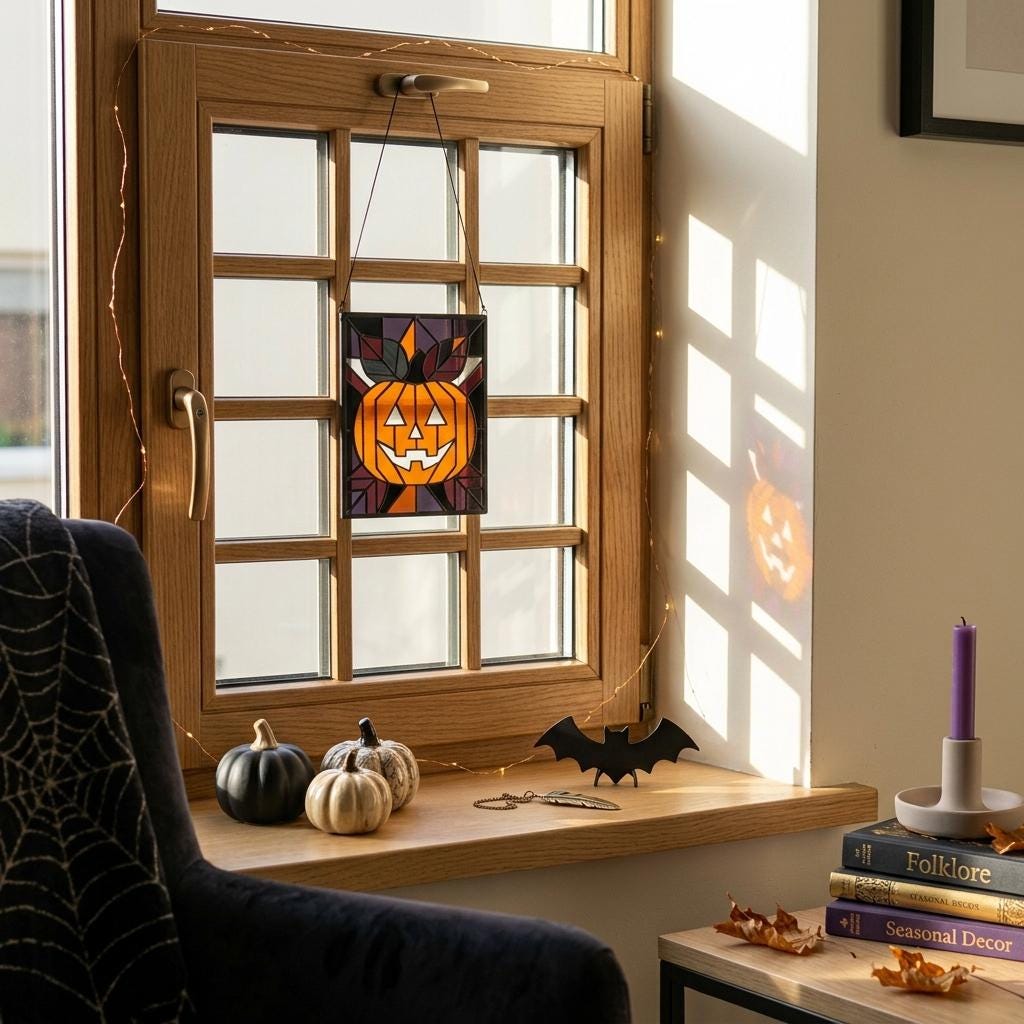 Jack-o'-Lantern Glass Suncatcher