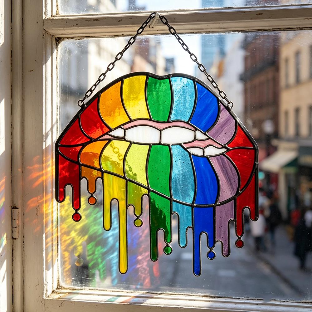 Rainbow Lips Glass Art