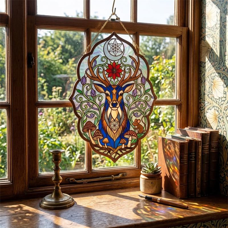Celestial Deer Glass Suncatcher