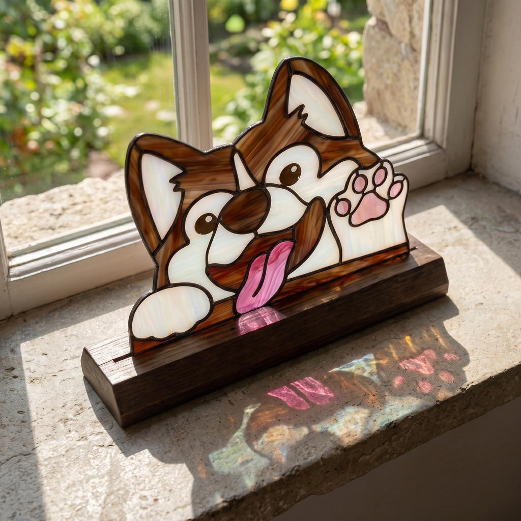 Waving Puppy Glass Decor