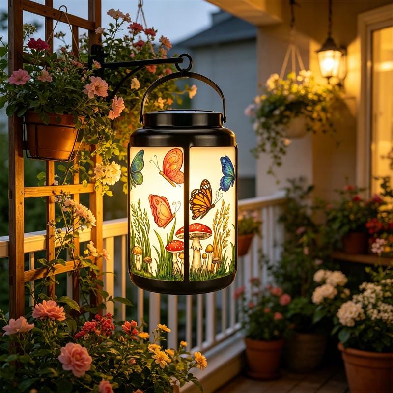Butterfly and Mushroom Solar Lantern