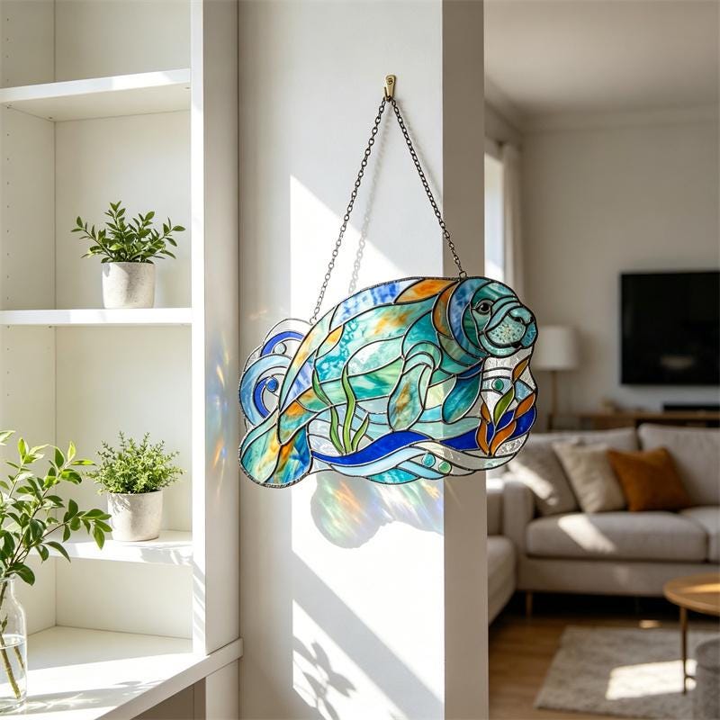 Manatee Glass Suncatcher
