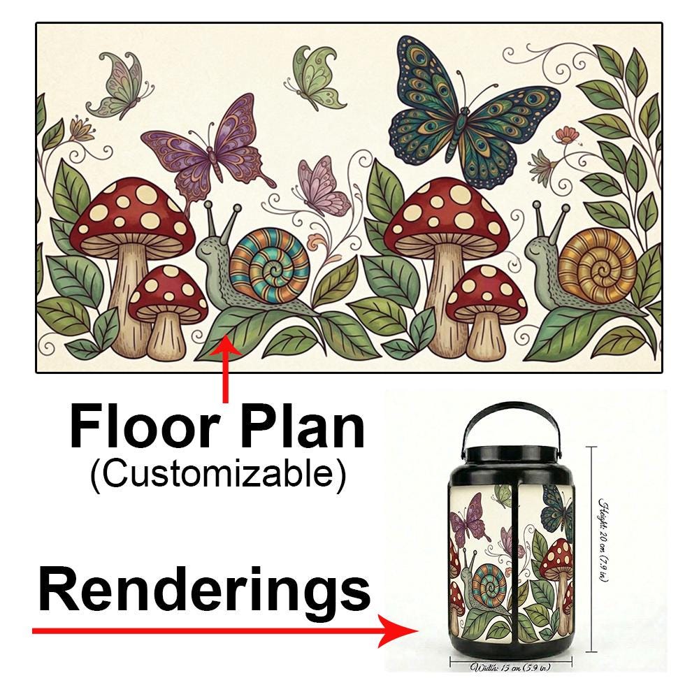 Butterfly Snail and Mushroom Solar Lantern