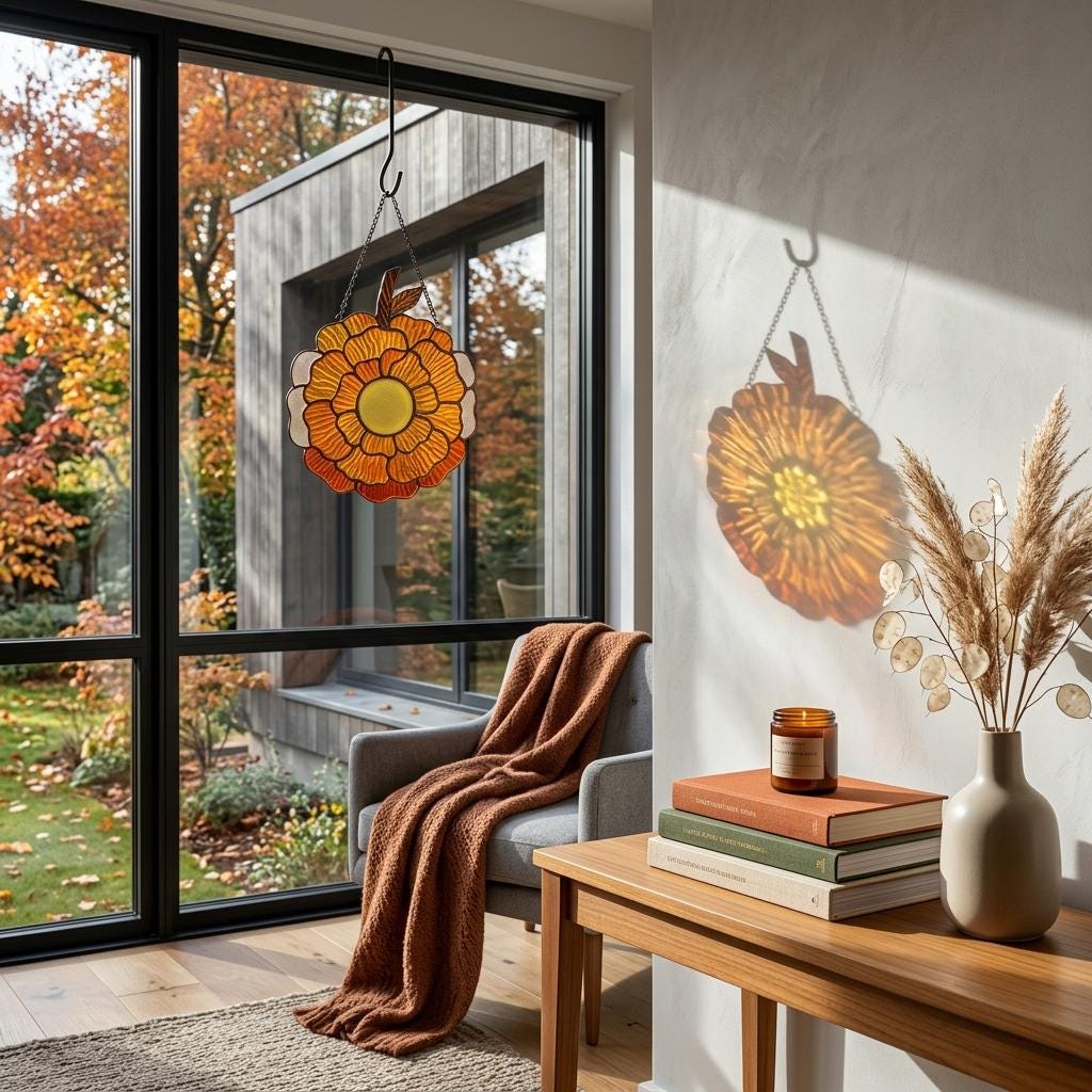 Marigold Pumpkin Glass Suncatcher
