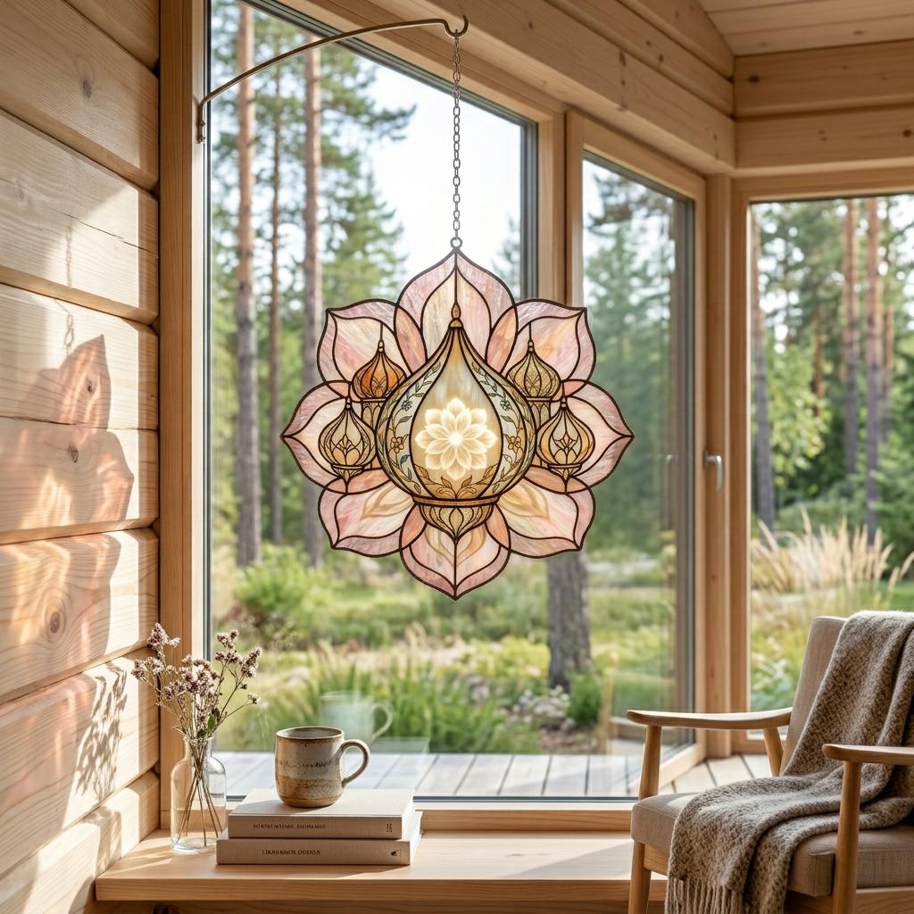 Taj Mahal Lotus Glass Suncatcher