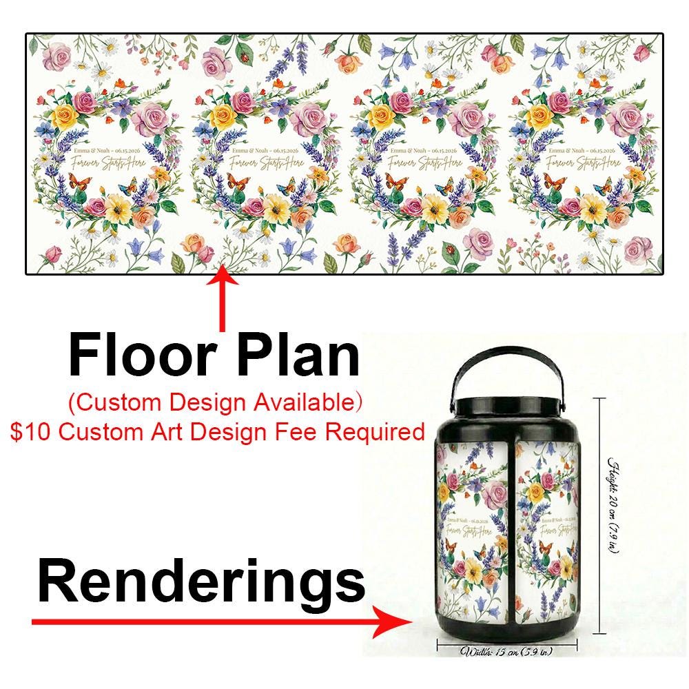 Custom Floral Wedding Solar Lantern