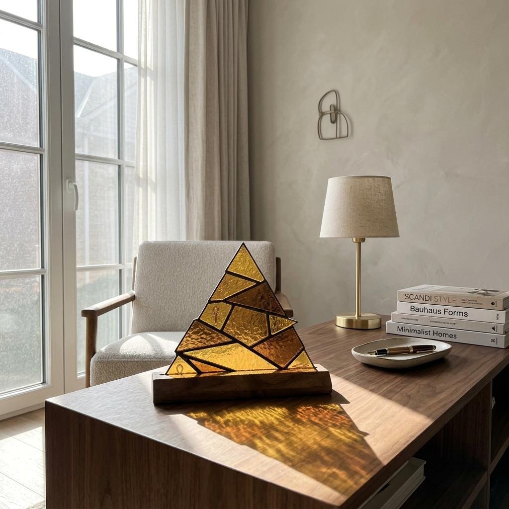Pyramid and Ankh Glass Decor
