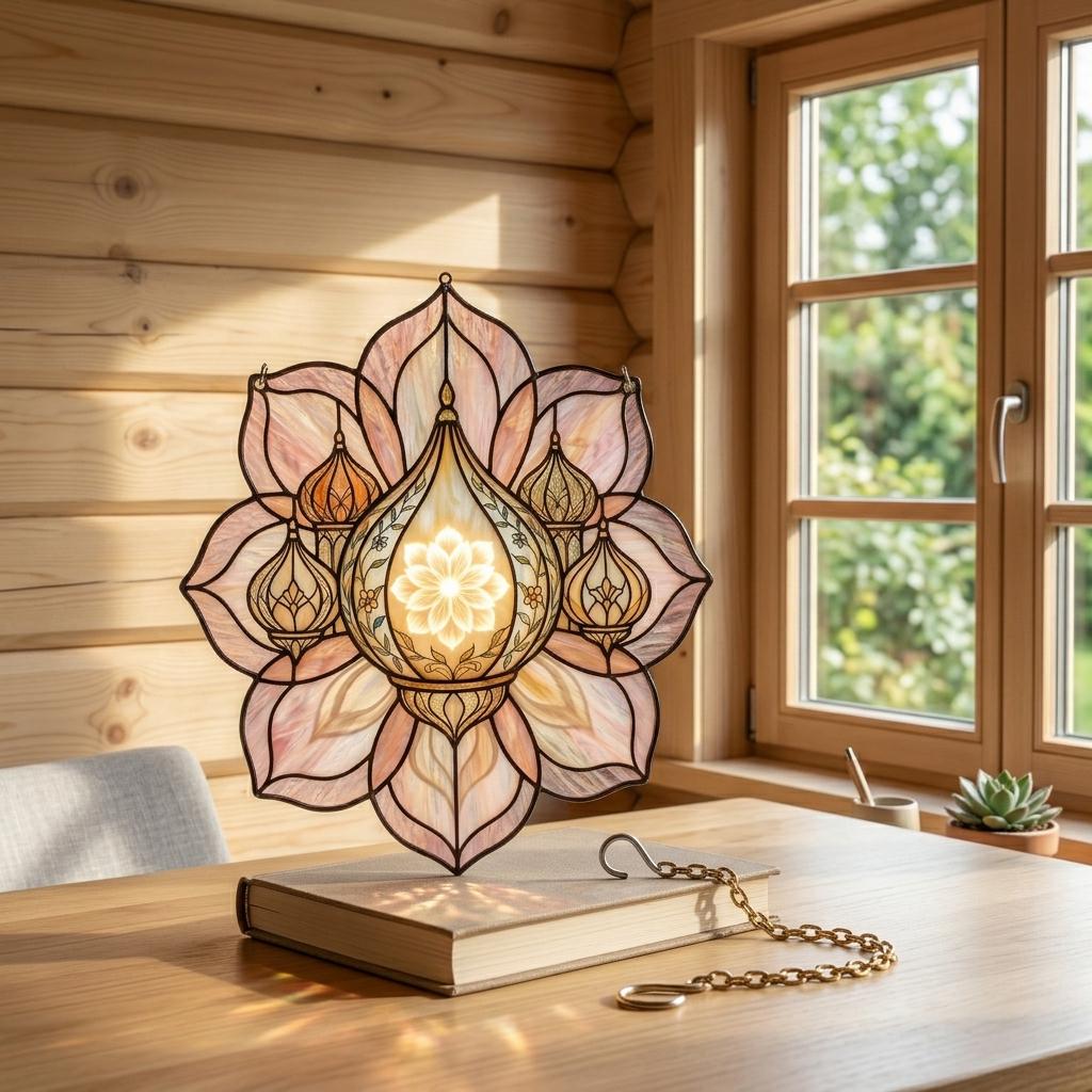 Taj Mahal Lotus Glass Suncatcher