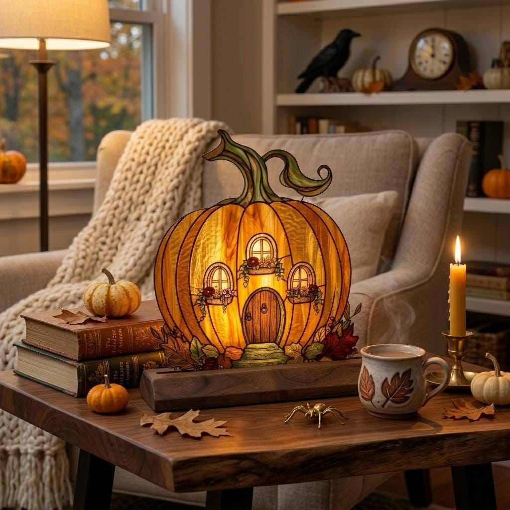 Pumpkin Fairy House Glass Decor