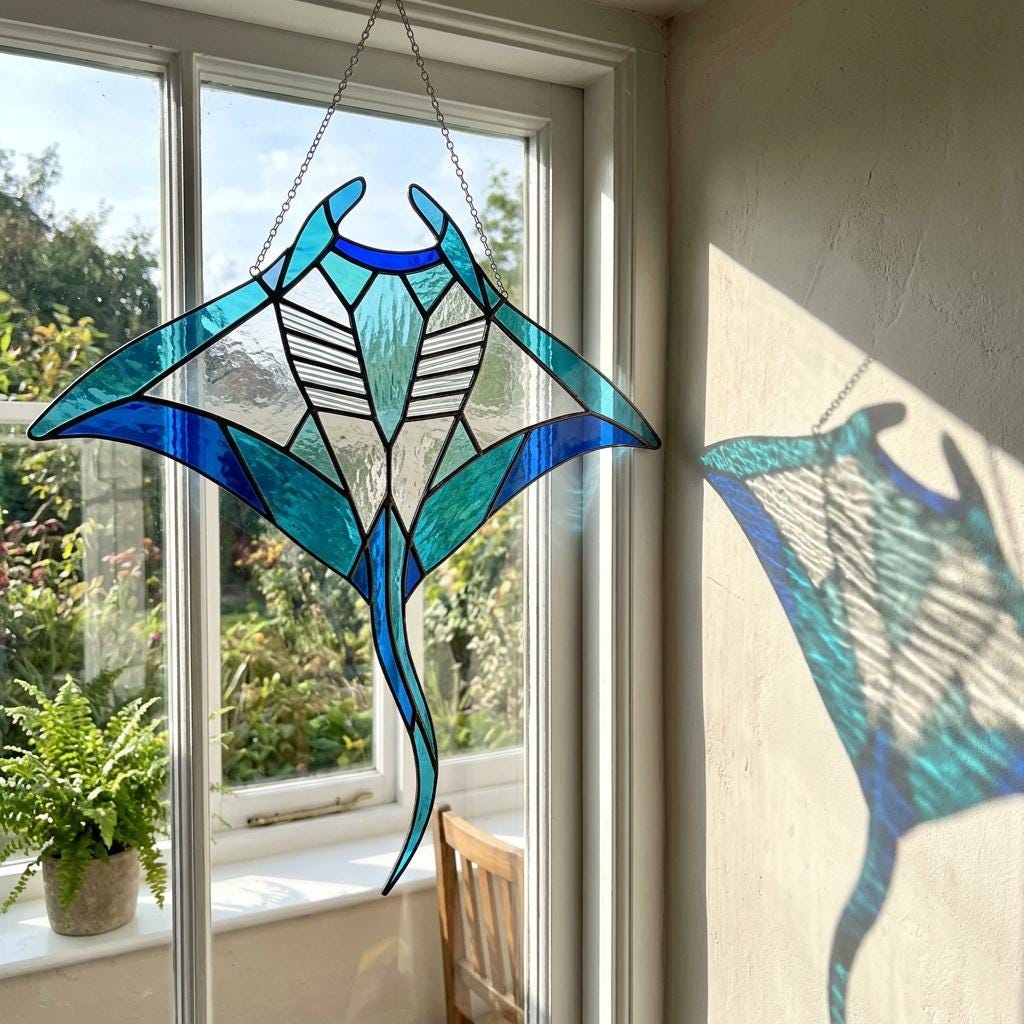 Manta Ray Glass Suncatcher