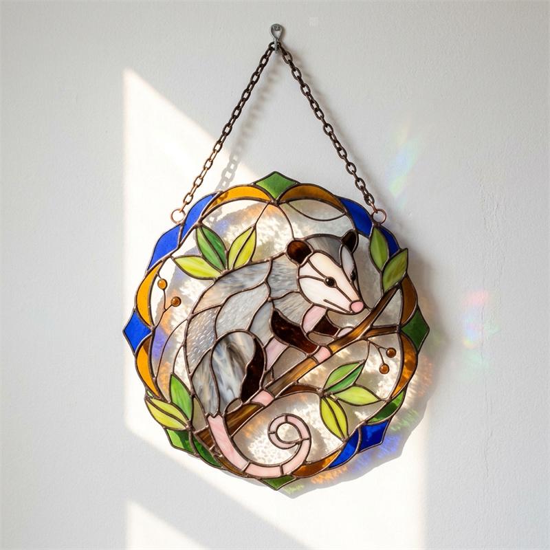 Opossum Glass Suncatcher