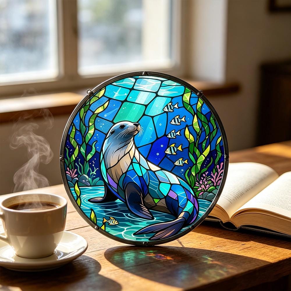 Sea Otter Glass Suncatcher