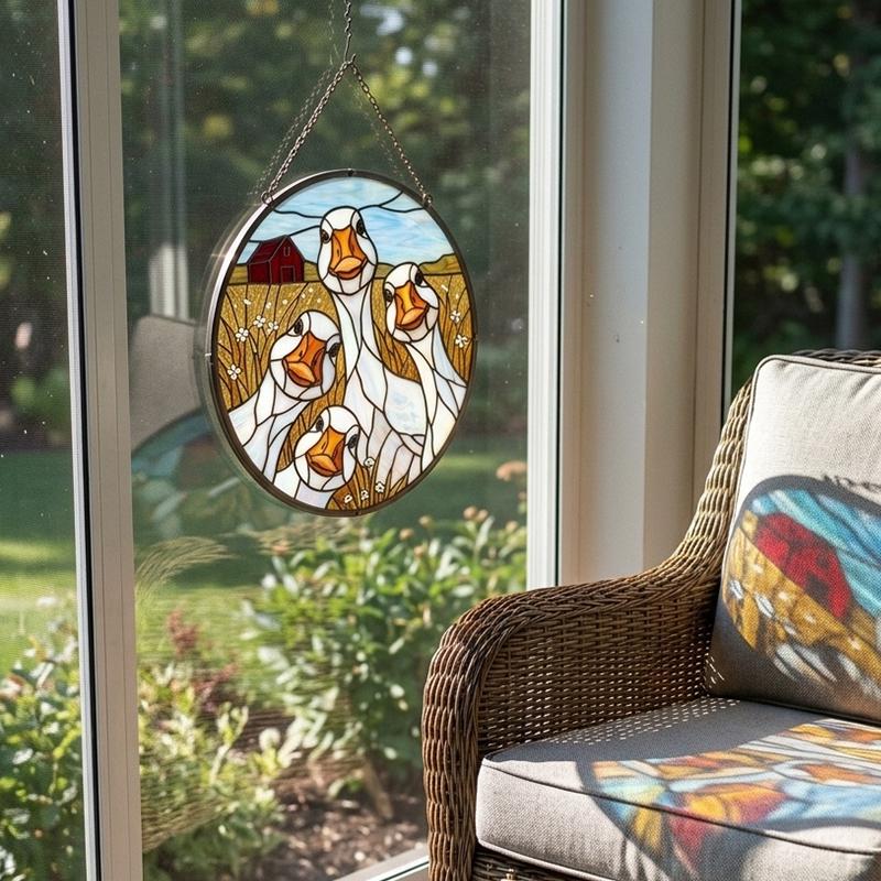 Goose Family Glass Suncatcher