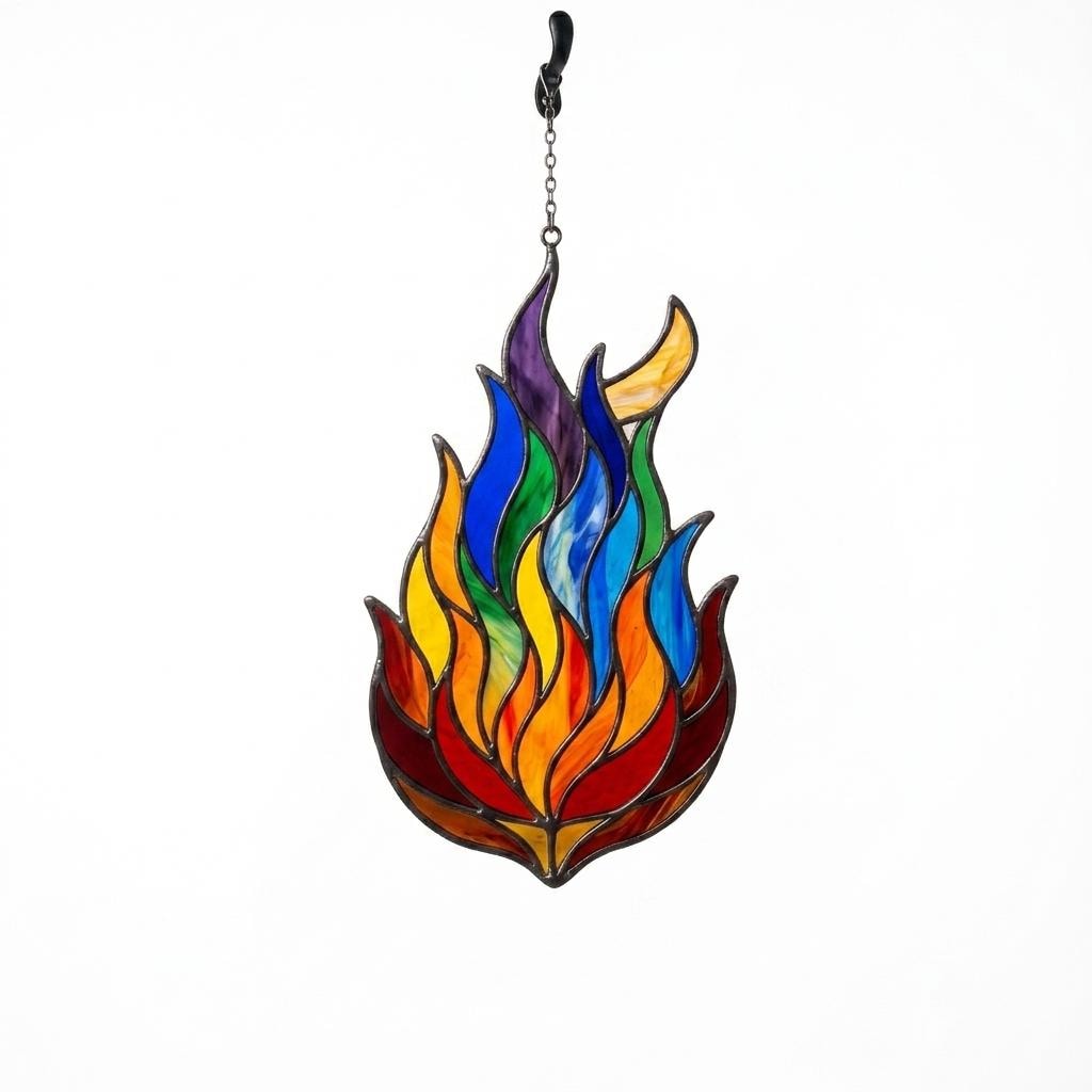 Rainbow Flame Glass Suncatcher