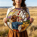Western Cowgirl and Horse Glass Suncatcher