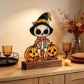Skeleton Pumpkin Glass Decor