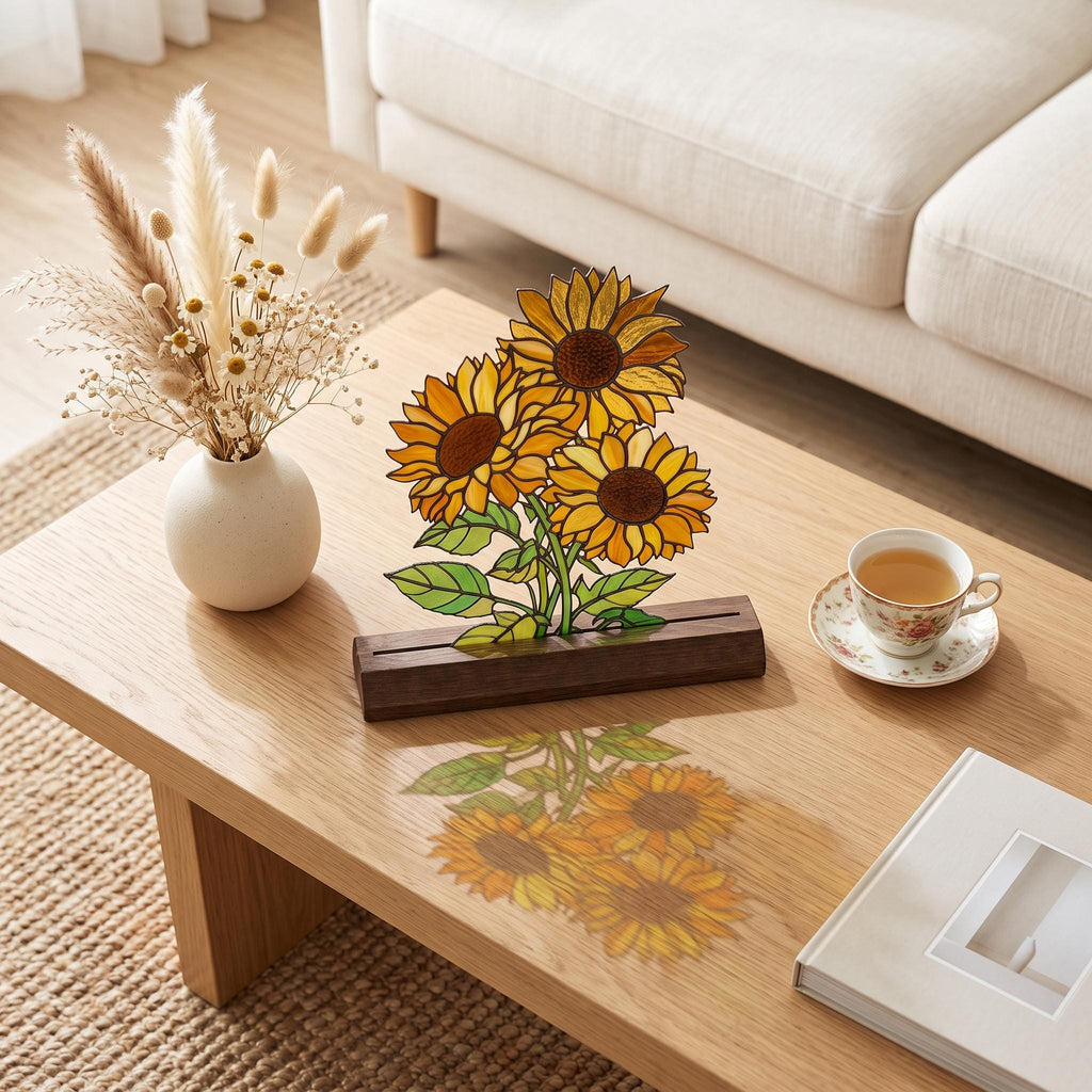 Sunflower Bouquet Glass Decor
