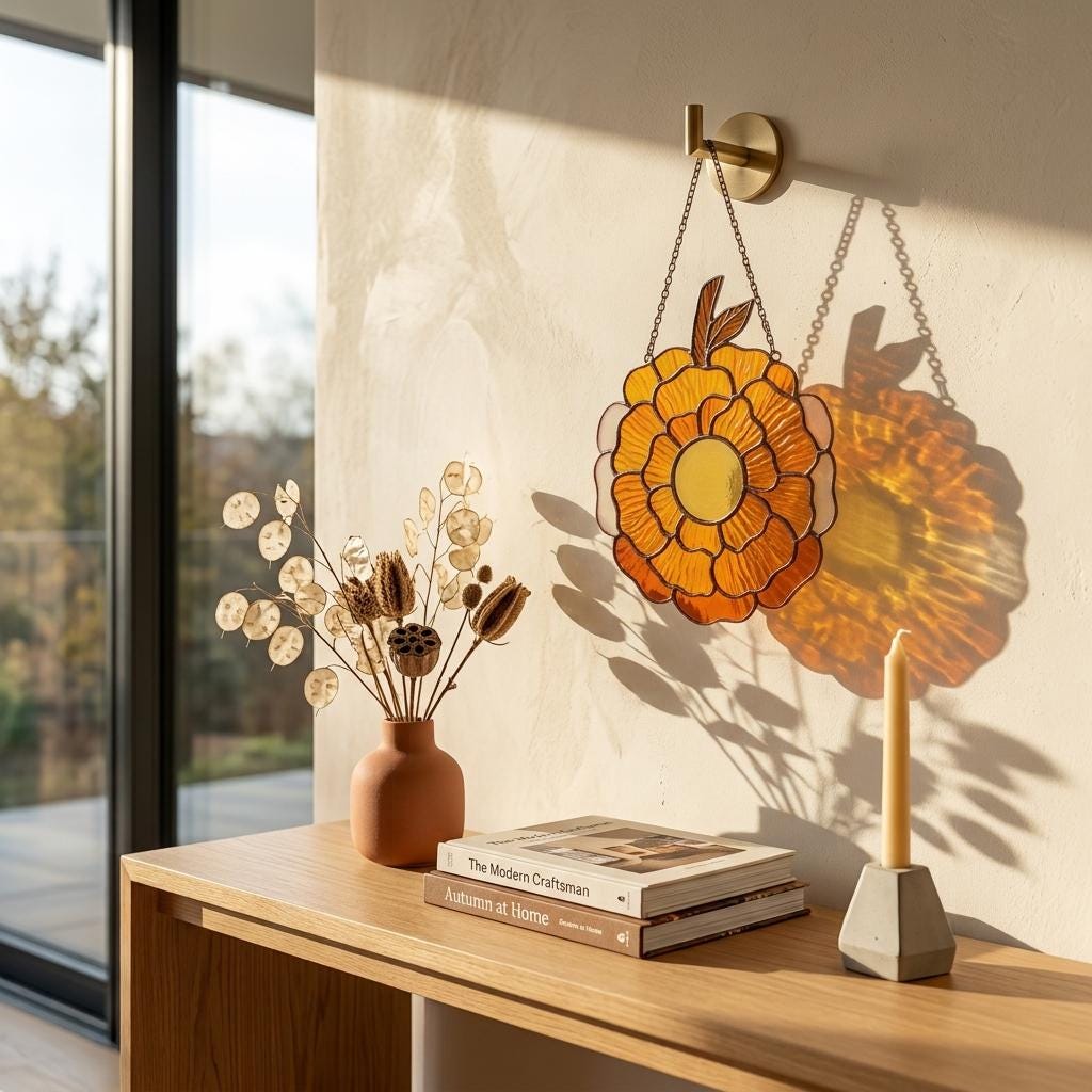 Marigold Pumpkin Glass Suncatcher