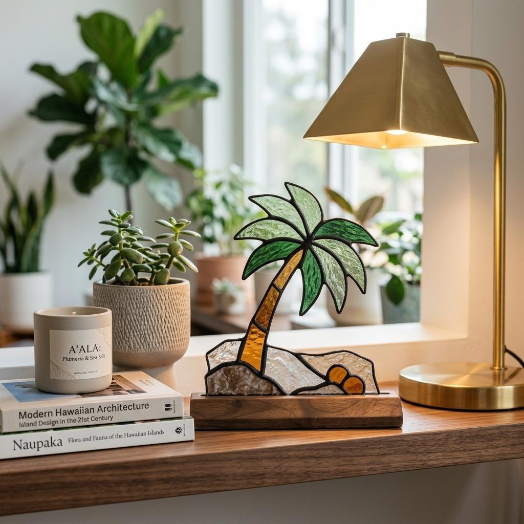 Tropical Palm Glass Decor