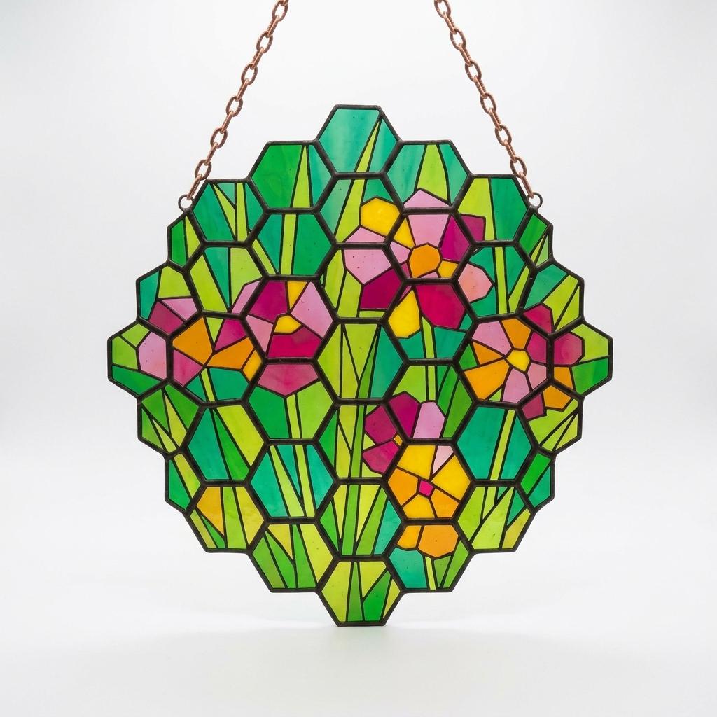 Honeycomb Wildflower Glass Suncatcher