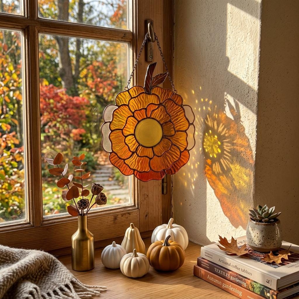 Marigold Pumpkin Glass Suncatcher