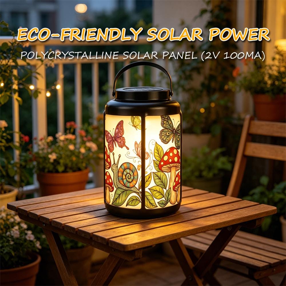 Butterfly Snail and Mushroom Solar Lantern