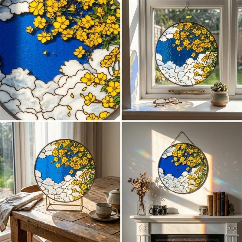 Yellow Flower Sky Glass Suncatcher