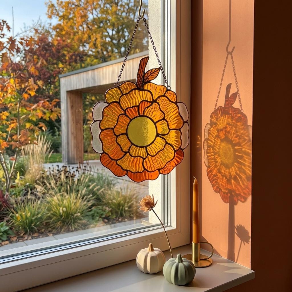 Marigold Pumpkin Glass Suncatcher